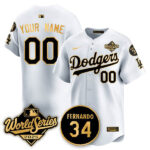 Custom Los Angeles Dodgers 2025 National League Champions Jersey - All Stitched White Gold