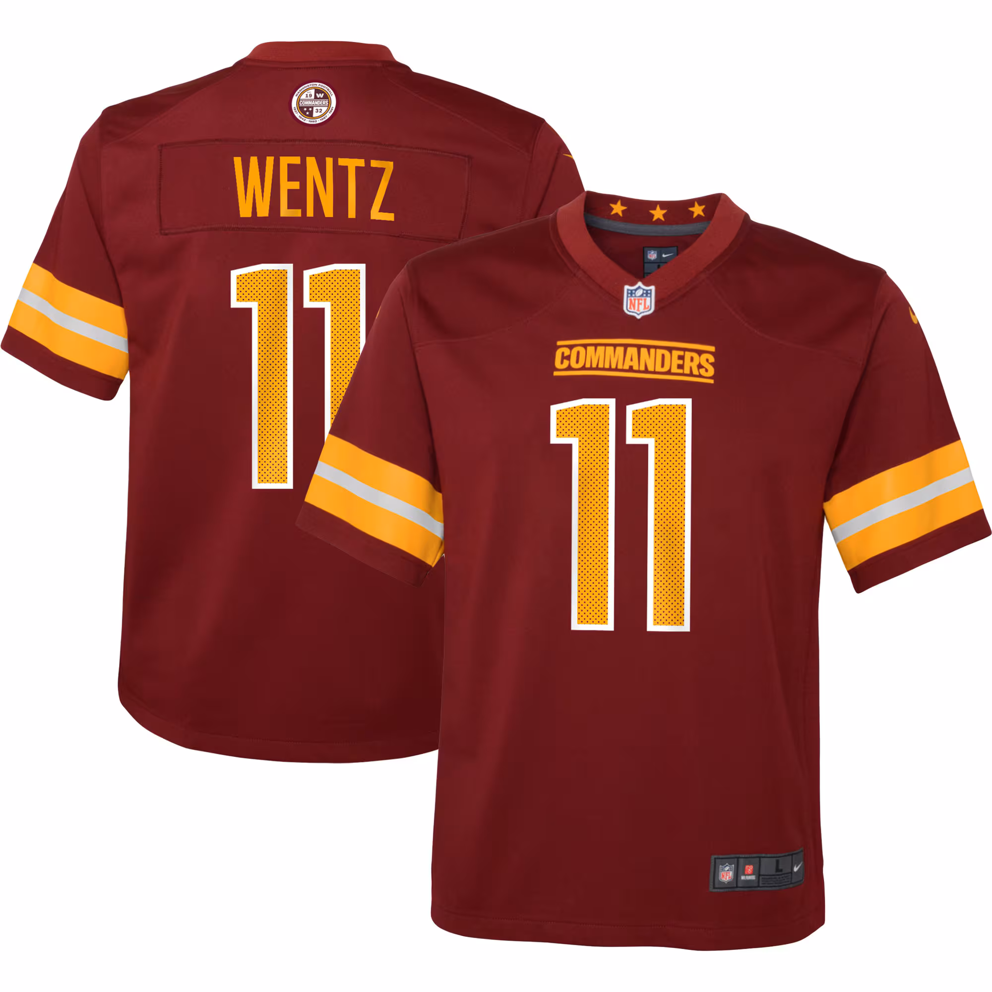 Carson Wentz Washington Commanders Youth Game Jersey - Burgundy