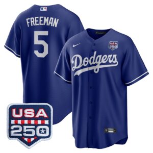 Freddie Freeman #5 Los Angeles Dodgers 250th Patch Alternate Jersey - Royal