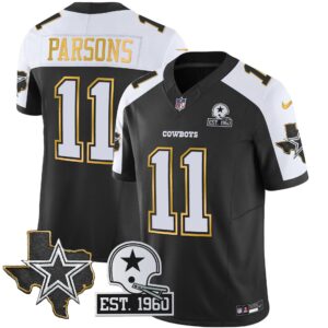 Micah Parsons #11 Cowboys Texas Patch Gold Trim Vapor Jersey - All Stitched