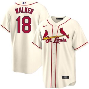Men's St. Louis Cardinals #18  Walker Yellow Alternate Cream Jersey