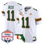 Carson Beck #11 Miami Hurricanes MIA 2026 The Fiesta Bowl & Florida Patch Vapor Limited Jersey - All Stitched