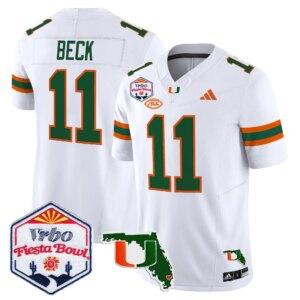 Carson Beck #11 Miami Hurricanes MIA 2026 The Fiesta Bowl & Florida Patch Vapor Limited Jersey - All Stitched