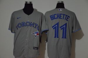Men's Toronto Blue Jays #11 Bo Bichette Grey Stitched Flex Base  Jersey