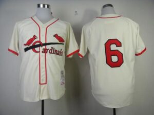 Mitchell And Ness St. Louis Cardinals #6 Stan Musial Cream Stitched Throwback Jersey