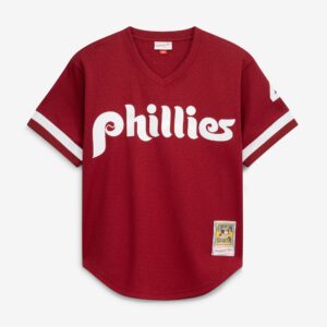 Philadelphia Phillies Lenny Dykstra Mitchell & Ness Scarlet Authentic Batting Practice Jersey