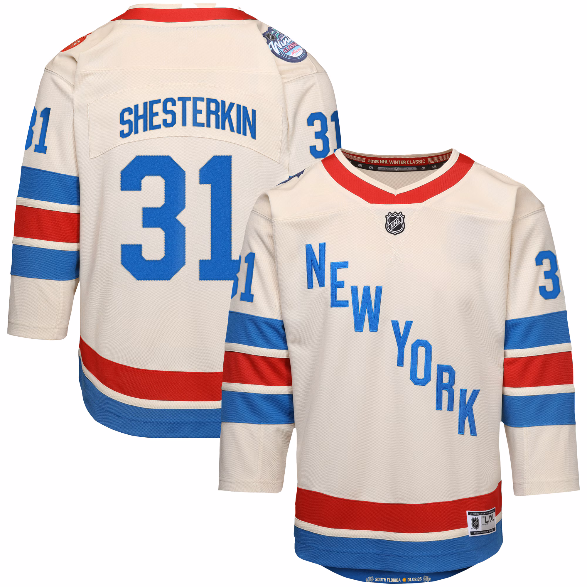 Youth New York Rangers Igor Shesterkin #31 Outerstuff White 2026 NHL Winter Classic Premier Jersey