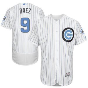 Chicago Cubs #9 Javier Baez White(Blue Strip) Flexbase Collection 2016 Father's Day Stitched Jersey