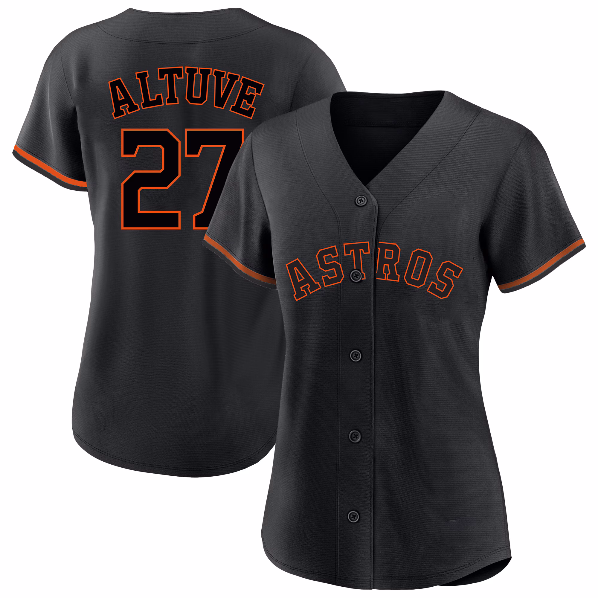 Women's Houston Astros Jose Altuve #27 Profile Black Plus Size Player Name & Number Fashion Jersey