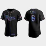 Men's Tampa Bay Rays #8 Brandon Lowe Black Golden Edition Flex Base Jersey