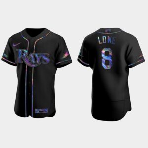Men's Tampa Bay Rays #8 Brandon Lowe Black Golden Edition Flex Base Jersey
