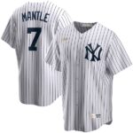 Men's  New York Yankees #7 Mickey Mantle Home Cooperstown Collection Player White Jersey