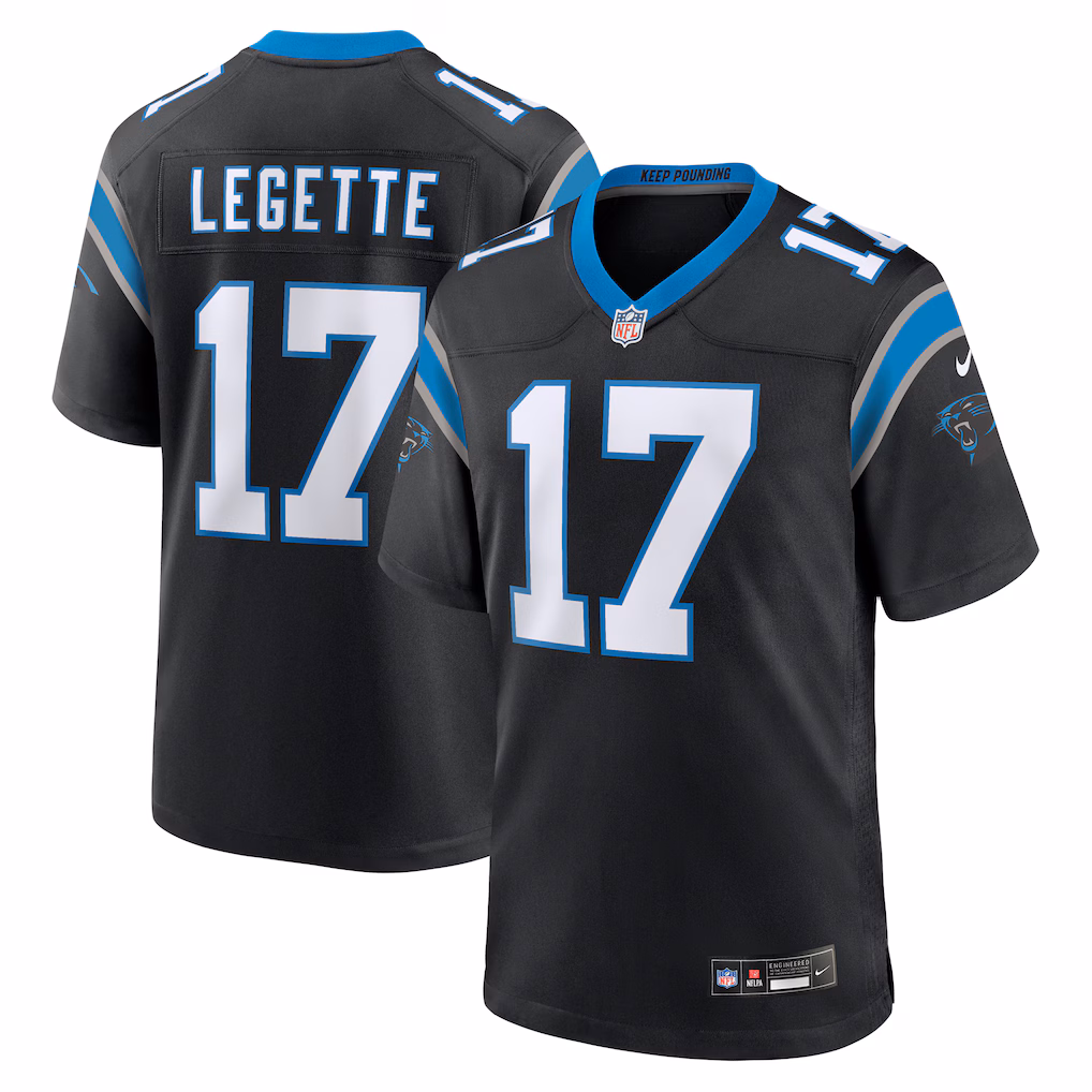 Xavier Legette #17 Carolina Panthers First Round Pick Game Player Jersey - Black