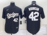 Men's  Los Angeles Dodgers #42 Jackie Robinson Black Stitched Cool Base Jersey
