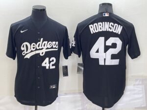 Men's  Los Angeles Dodgers #42 Jackie Robinson Black Stitched Cool Base Jersey