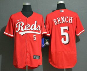 Men's Cincinnati Reds #5 Johnny Bench Red Stitched Flex Base  Jersey