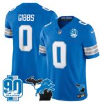 Jahmyr Gibbs #0 Detroit Lion 2025 Michigan & 90th Year Patch Vapor Jersey - All Stitched