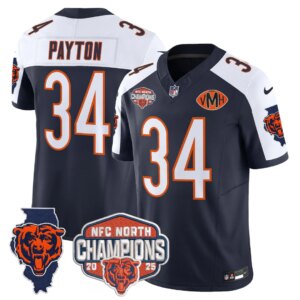 Walter Payton #34 Chicago Bears CHI 2025 NFC North Champions Patch Jersey V2 - All Stitched