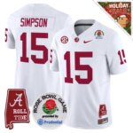 Ty Simpson #15 Ncaa BAMA Rose Bowl Patch Vapor Limited Jersey - Alabama Map - All Stitched