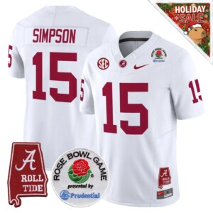 Ty Simpson #15 Ncaa BAMA Rose Bowl Patch Vapor Limited Jersey - Alabama Map - All Stitched