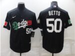 Men's Los Angeles Dodgers #50 Mookie Betts Black Cool Base Stitched Baseball Jersey