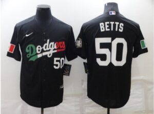 Men's Los Angeles Dodgers #50 Mookie Betts Black Cool Base Stitched Baseball Jersey