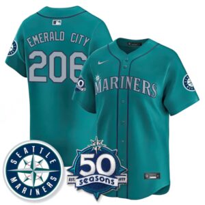 Emerald City #206 Seattle Mariners 50th Anniversary & AL West Vapor Premier Limited Jersey - Teal