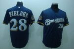 Milwaukee Brewers #28 Prince Fielder Stitched Blue Cool Base Jersey