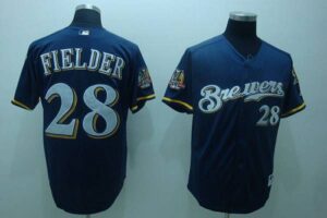 Milwaukee Brewers #28 Prince Fielder Stitched Blue Cool Base Jersey