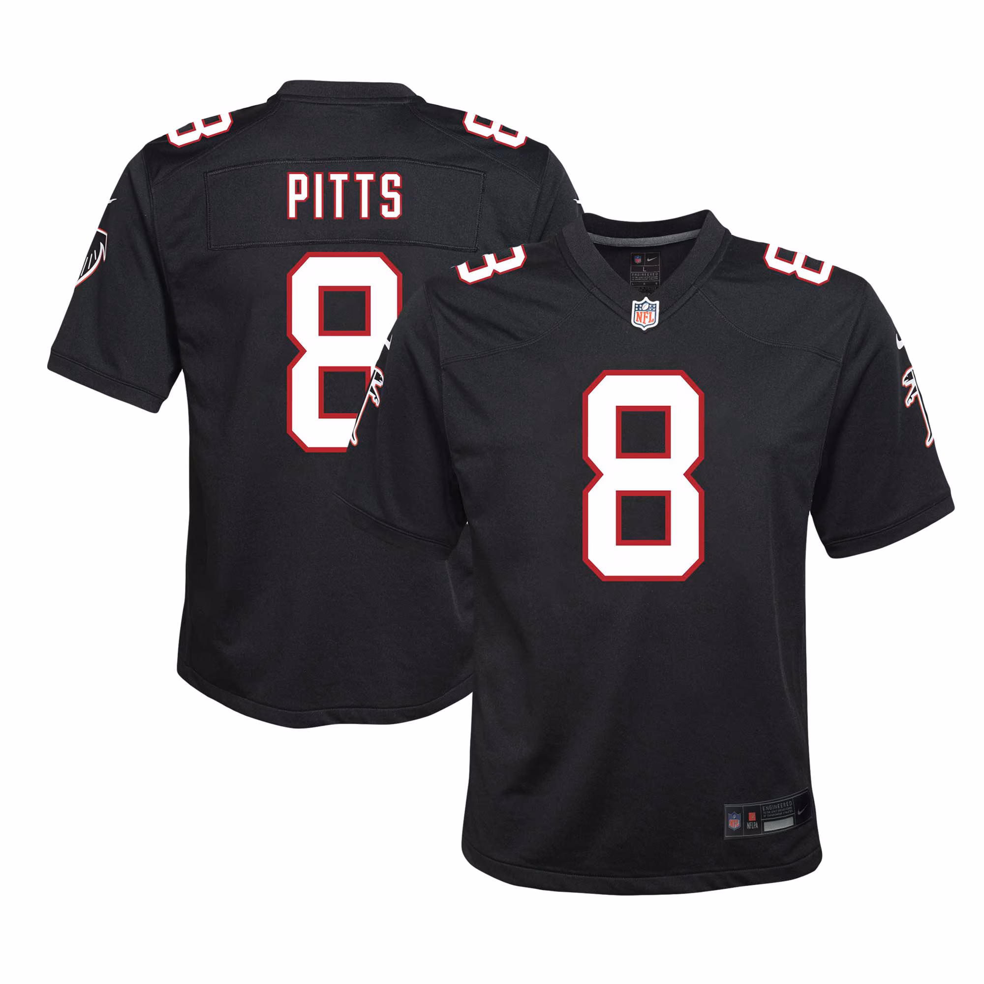 Youth Atlanta Falcons Kyle Pitts Sr. #8 Black Game Jersey