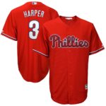 Men's Philadelphia Phillies #3 Bryce Harper Majestic Official Cool Base Player Scarlet Jersey