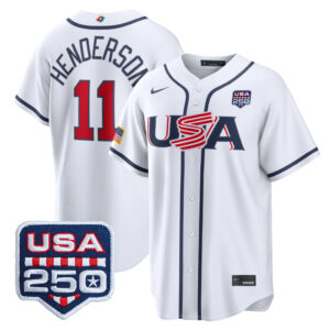 Gunnar Henderson #11 USA Baseball 250th Patch 2026 World Baseball Classic Home Stadium Jersey - White
