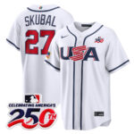 Tarik Skubal #27 USA Baseball 250th Patch 2026 World Baseball Classic Home Stadium Jersey - White