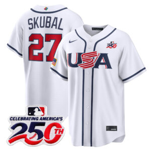 Tarik Skubal #27 USA Baseball 250th Patch 2026 World Baseball Classic Home Stadium Jersey - White