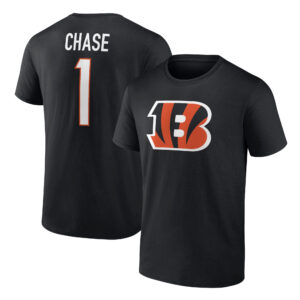 Men's Ja'Marr Chase Black Cincinnati Bengals Player Icon Name & Number T-Shirt
