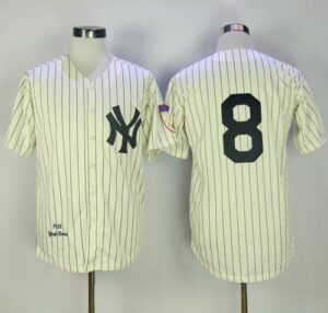Mitchell And Ness 1951 New York Yankees #8 Yogi Berra Cream Throwback Stitched Jersey