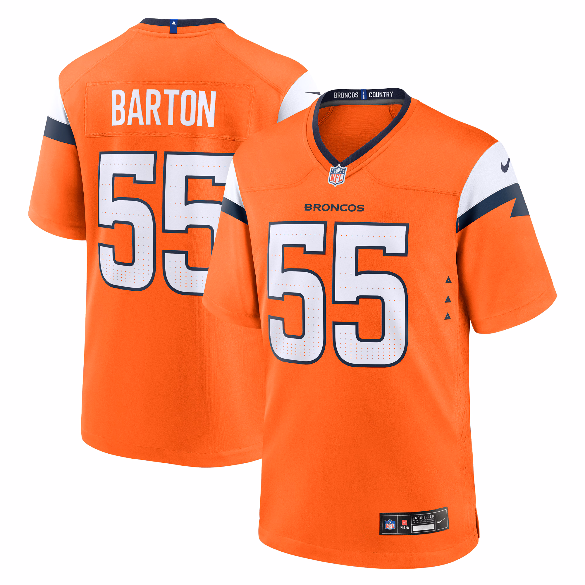 Cody Barton Denver Broncos Game Jersey -  Orange