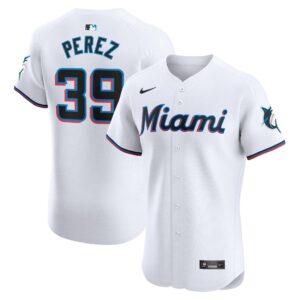 Men's Miami Marlins Eury Perez  White Home Elite Player Jersey