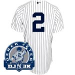 New York Yankees #2 Derek Jeter White With DJ-3K Patch Stitched Jersey