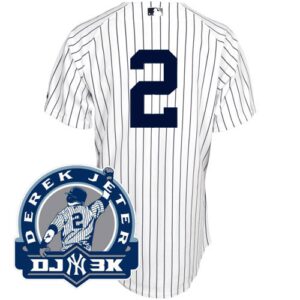 New York Yankees #2 Derek Jeter White With DJ-3K Patch Stitched Jersey