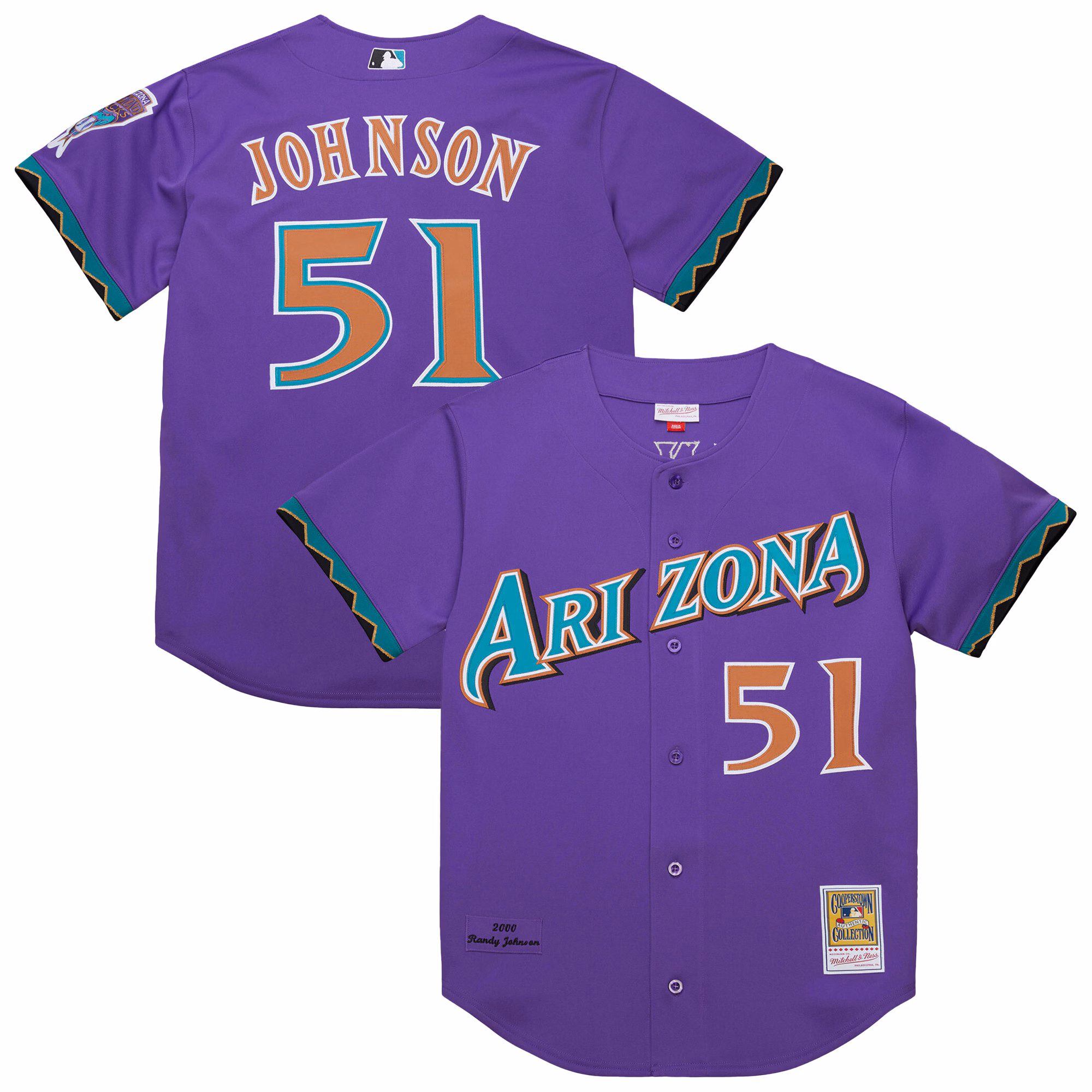 Arizona Diamondbacks Randy Johnson #51 Mitchell & Ness Purple 2000 Throwback Authentic Jersey
