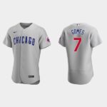 Men's Chicago Cubs #7 Yan Gomes Gray Road Flex Base Jersey