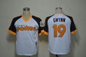 Mitchell And Ness San Diego Padres #19 Tony Gwynn White Throwback Stitched Jersey