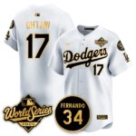 Shohei Ohtani #17 Los Angeles Dodgers 2025 National League Champions Jersey - Stitched White Gold