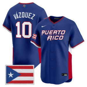 Christian Vázquez #10 Puerto Rico Baseball 2026 World Baseball Classic Vapor Premier Jersey - Royal