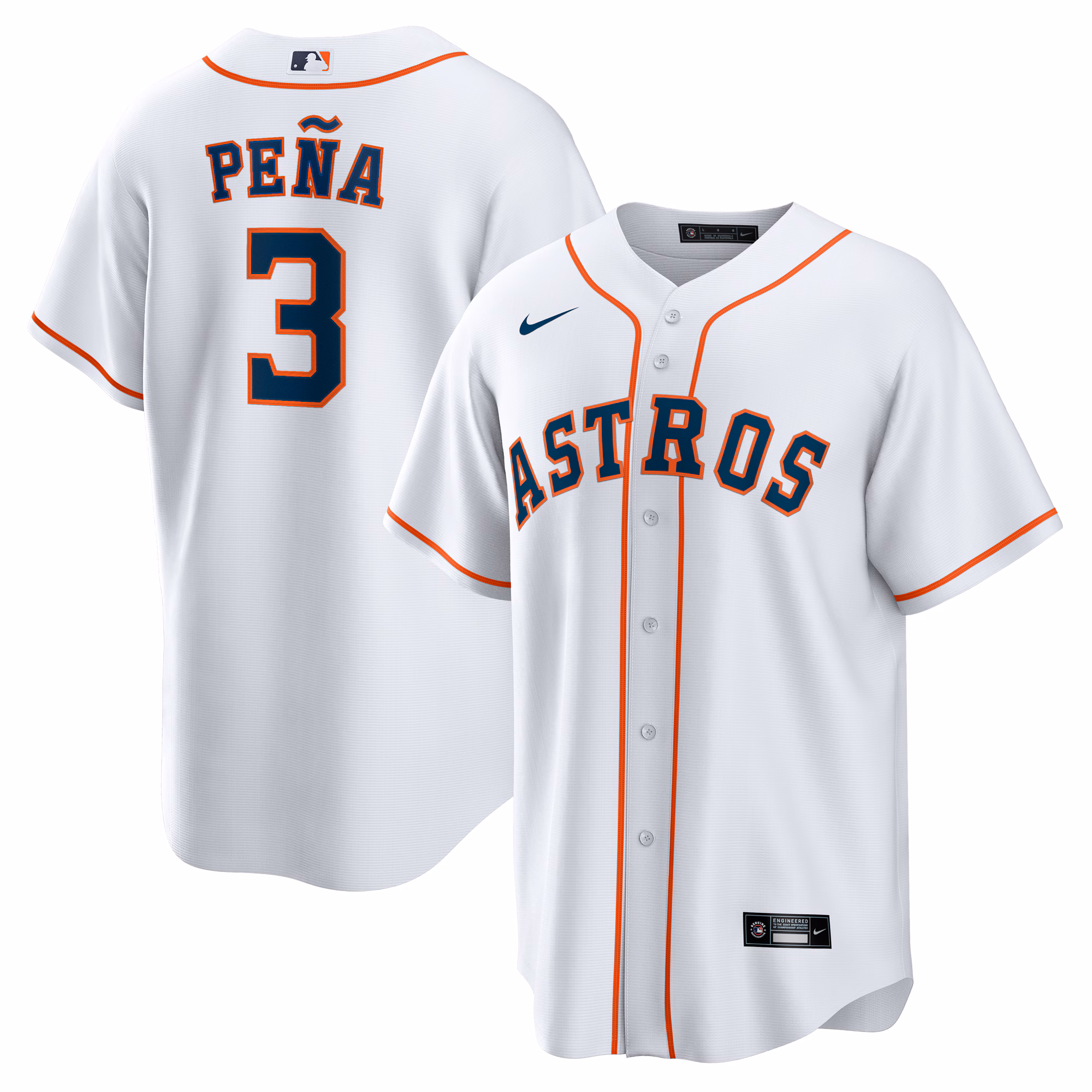 Houston Astros Jeremy Peña #3 White Home Replica Jersey