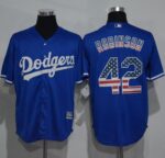 Los Angeles Dodgers #42 Jackie Robinson Blue USA Flag Fashion Stitched Jersey