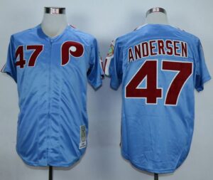 Mitchell And Ness Philadelphia Phillies #47 Larry Andersen Blue Throwback Stitched Jersey