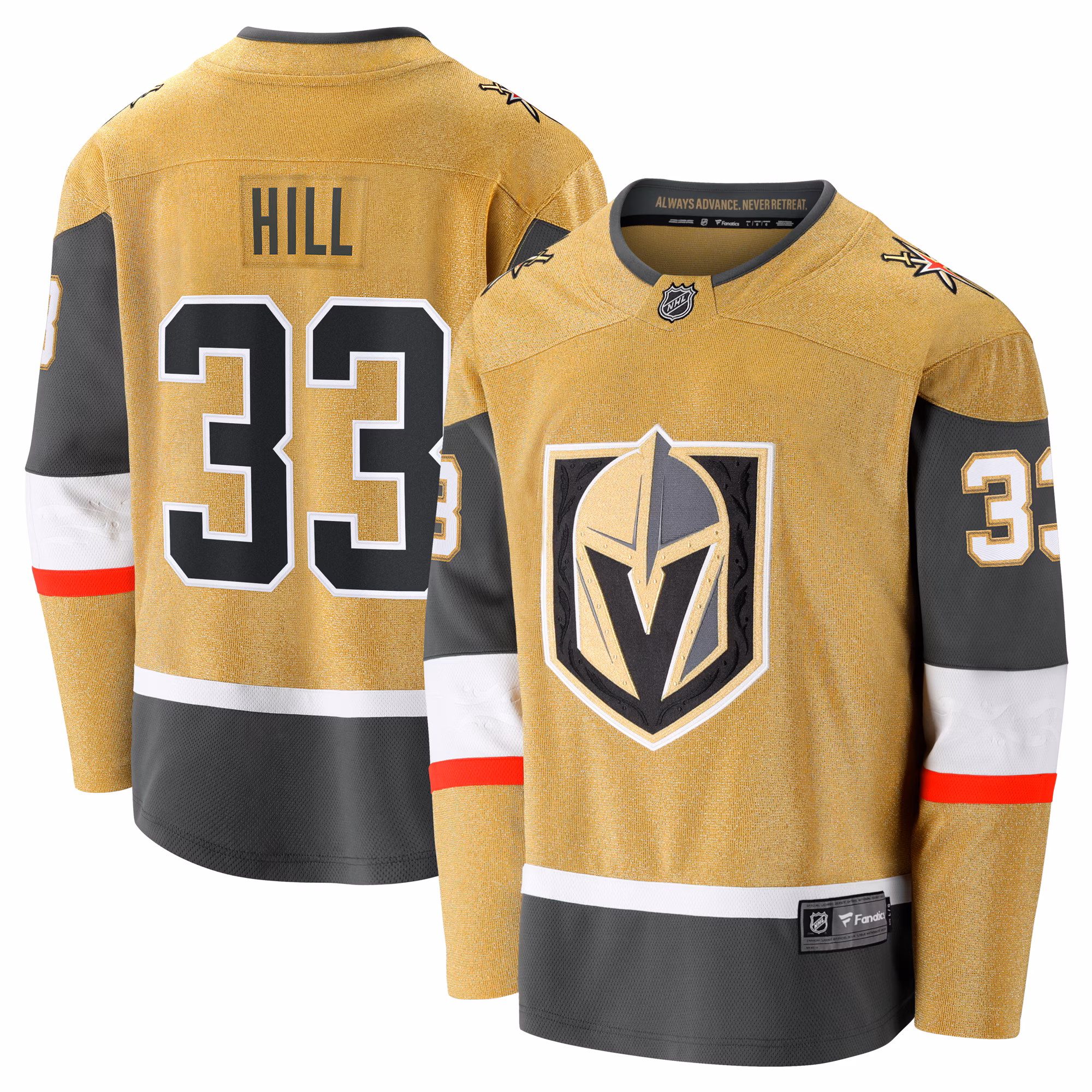 Vegas Golden Knights Adin Hill #33 Fanatics Gold Home Breakaway Jersey