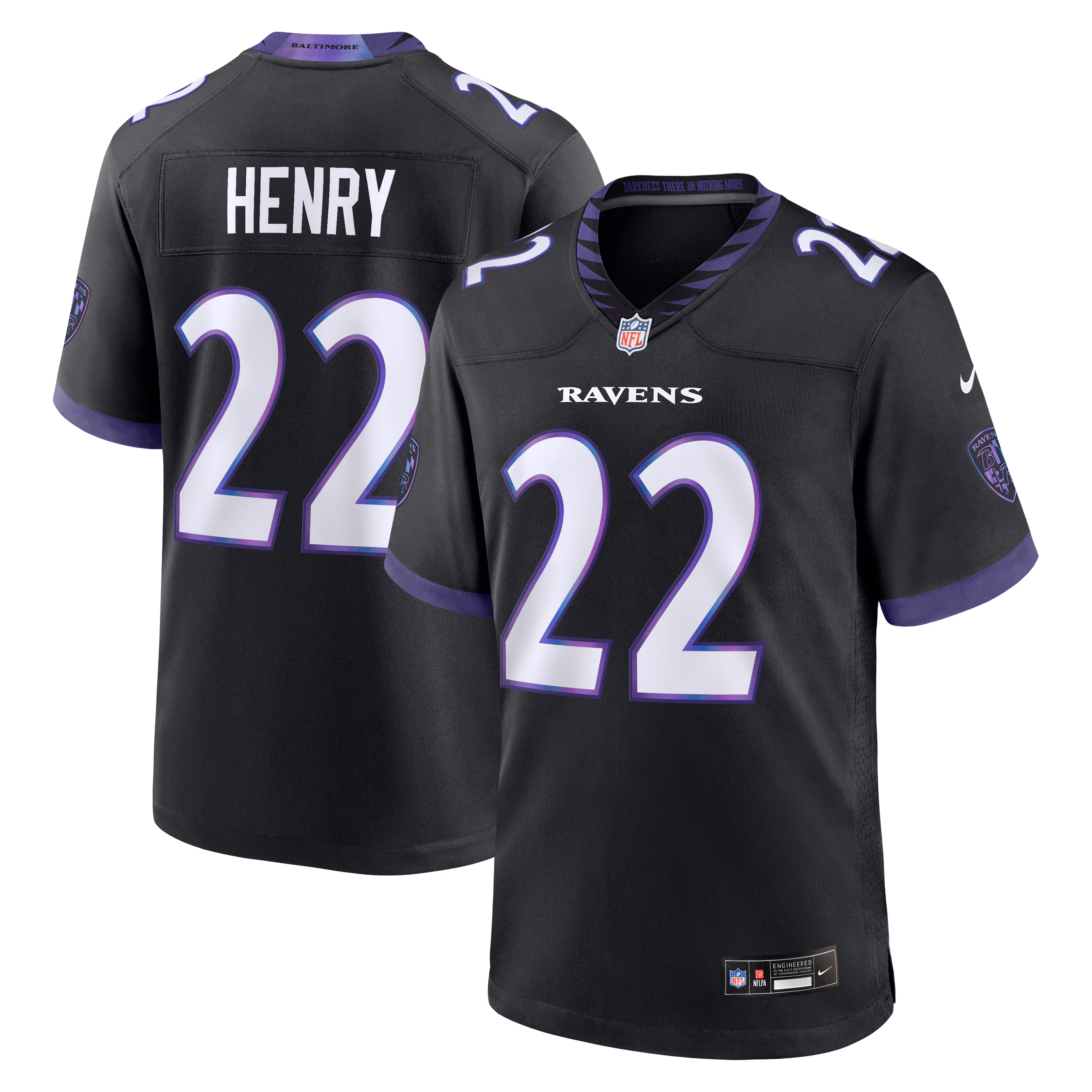 Men's Baltimore Ravens Derrick Henry #22 Black Alternate Game Jersey